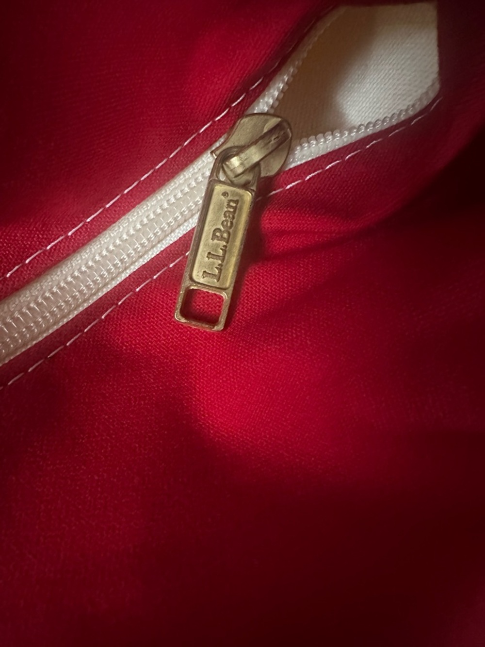 L.L. Bean Canvas Tote with Green, Burgundy, Yellow & Cream Stripes - Picture 6 of 8